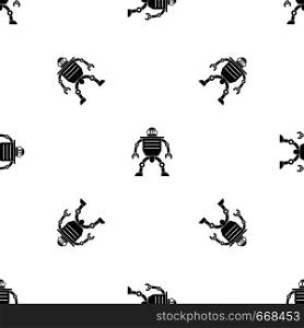 Humanoid robot pattern repeat seamless in black color for any design. Vector geometric illustration. Humanoid robot pattern seamless black
