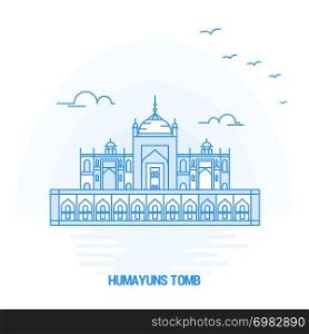 HUMAYUNS TOMB Blue Landmark. Creative background and Poster Template