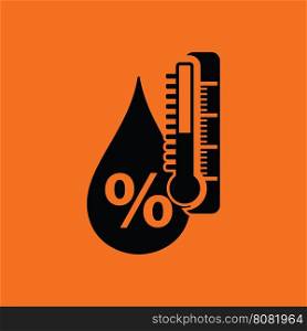 Humidity icon. Orange background with black. Vector illustration.