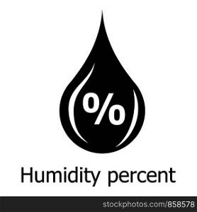 Humidity percent icon. Simple illustration of humidity percent vector icon for web. Humidity percent icon, simple style