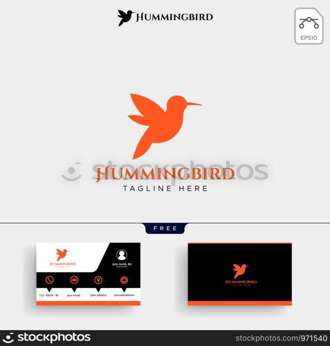Humming bird beauty logo template vector illustration and business card design. Humming bird beauty logo template and business card