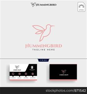 Humming bird beauty logo template vector illustration and business card design. Humming bird beauty logo template and business card