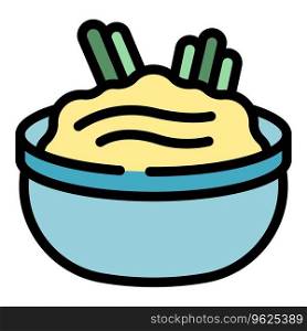 Hummus cuisine icon outline vector. Olive vegetable. Paste day color flat. Hummus cuisine icon vector flat
