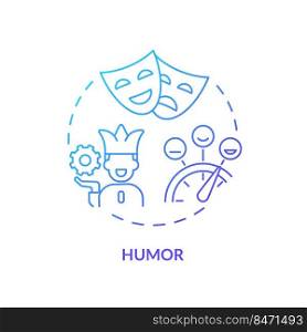 Humor blue gradient concept icon. Jokes and comedy. Emotional regulation. Cognitive change abstract idea thin line illustration. Isolated outline drawing. Myriad Pro-Bold font used. Humor blue gradient concept icon