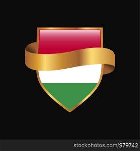 Hungary flag Golden badge design vector