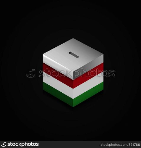 Hungary Flag Printed on Vote Box. Vector EPS10 Abstract Template background