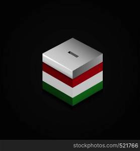 Hungary Flag Printed on Vote Box. Vector EPS10 Abstract Template background