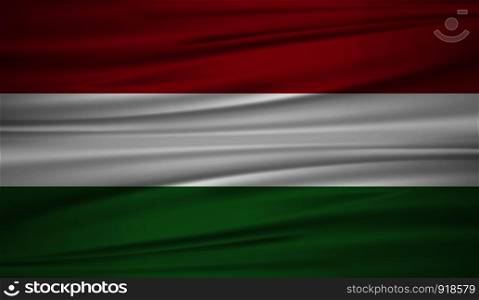 Hungary flag vector. Vector flag of Hungary blowig in the wind. EPS 10.