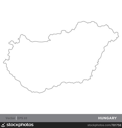 Hungary - Outline Europe Country Map Vector Template, stroke editable Illustration Design. Vector EPS 10.