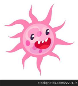 Hungry virus. Illness monster character in cartoon style isolated on white background. Hungry virus. Illness monster character in cartoon style