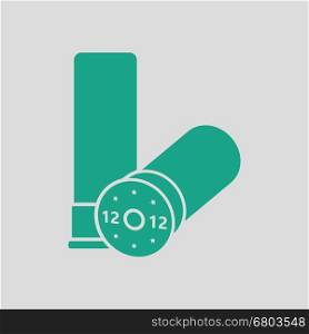 Hunt gun ammo icon. Gray background with green. Vector illustration.