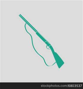 Hunt gun icon. Gray background with green. Vector illustration.