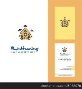 Hunted house Creative Logo and business card. vertical Design Vector