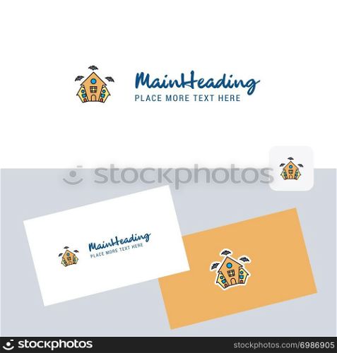 Hunted house vector logotype with business card template. Elegant corporate identity. - Vector