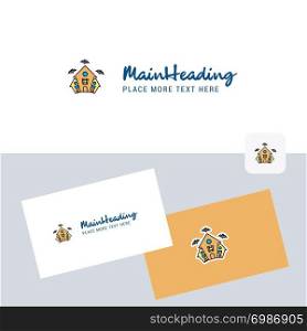 Hunted house vector logotype with business card template. Elegant corporate identity. - Vector