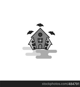 Hunted house Web Icon. Flat Line Filled Gray Icon Vector