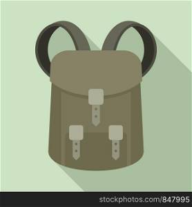 Hunter backpack icon. Flat illustration of hunter backpack vector icon for web design. Hunter backpack icon, flat style