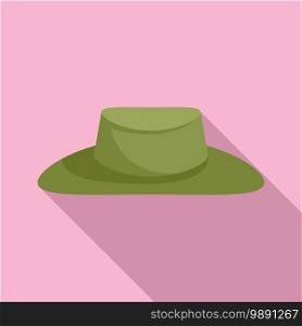 Hunter green hat icon. Flat illustration of hunter green hat vector icon for web design. Hunter green hat icon, flat style
