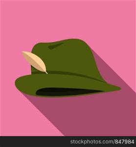 Hunter hat icon. Flat illustration of hunter hat vector icon for web design. Hunter hat icon, flat style