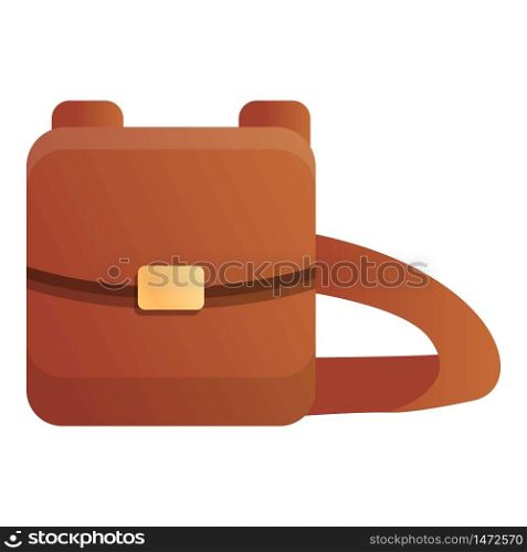 Hunter leather bag icon. Cartoon of hunter leather bag vector icon for web design isolated on white background. Hunter leather bag icon, cartoon style