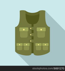 Hunter pocket vest icon. Flat illustration of hunter pocket vest vector icon for web design. Hunter pocket vest icon, flat style