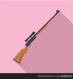 Hunter rifle icon. Flat illustration of hunter rifle vector icon for web design. Hunter rifle icon, flat style