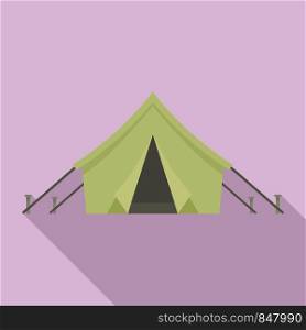 Hunter tent icon. Flat illustration of hunter tent vector icon for web design. Hunter tent icon, flat style
