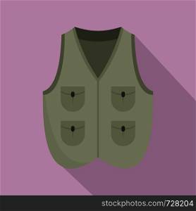 Hunter vest icon. Flat illustration of hunter vest vector icon for web design. Hunter vest icon, flat style