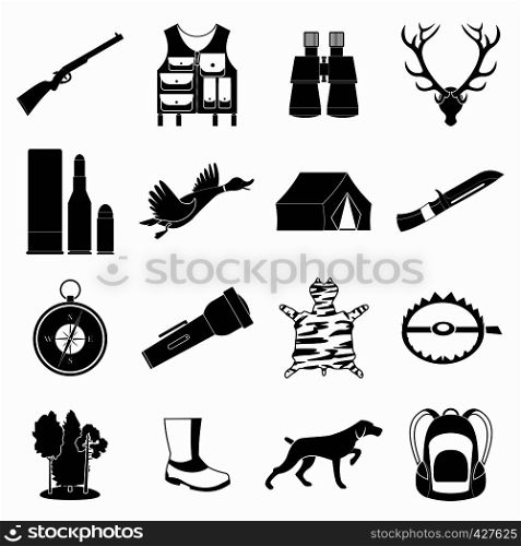 Hunting black simple icons set for web and mobile devices. Hunting black simple icons