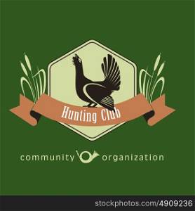 Hunting club, a social organization. The hunting club logo emblem. Capercaillie, the symbol of the hunting club.