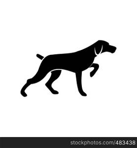 Hunting dog black simple icon isolated on white background. Hunting dog black simple icon