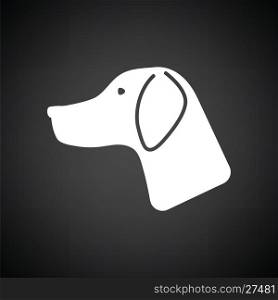 Hunting dog had icon. Black background with white. Vector illustration.