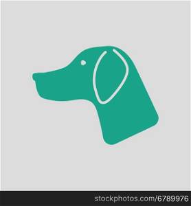 Hunting dog had icon. Gray background with green. Vector illustration.