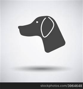 Hunting dog had icon on gray background with round shadow. Vector illustration.
