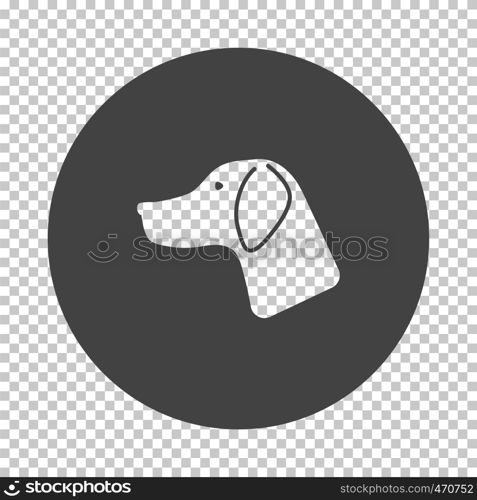 Hunting dog had icon. Subtract stencil design on tranparency grid. Vector illustration.