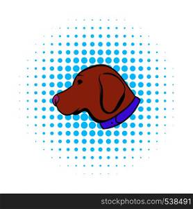 Hunting dog icon in comics style on a white background. Hunting dog icon, comics style