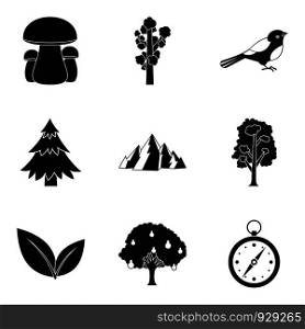 Hunting ground icons set. Simple set of 9 hunting ground vector icons for web isolated on white background. Hunting ground icons set, simple style