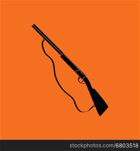 Hunting gun icon. Orange background with black. Vector illustration.