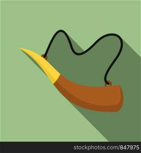 Hunting horn icon. Flat illustration of hunting horn vector icon for web design. Hunting horn icon, flat style
