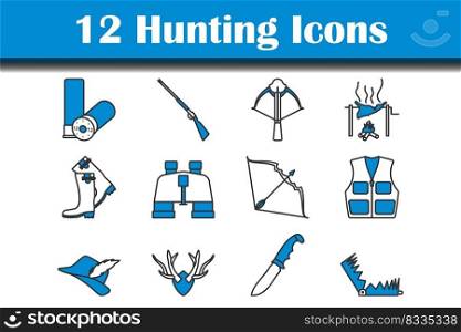 Hunting Icon Set. Flat Design. Fully editable vector illustration. Text expanded.
