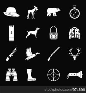 Hunting icons set vector white isolated on grey background . Hunting icons set grey vector