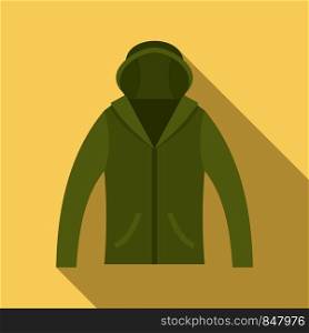 Hunting jacket icon. Flat illustration of hunting jacket vector icon for web design. Hunting jacket icon, flat style
