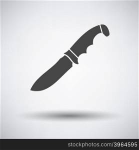 Hunting knife icon on gray background with round shadow. Vector illustration.