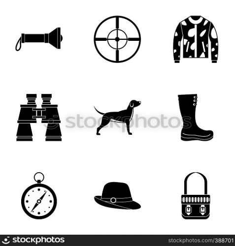 Hunting of animals icons set. Simple illustration of 9 hunting of animals vector icons for web. Hunting of animals icons set, simple style
