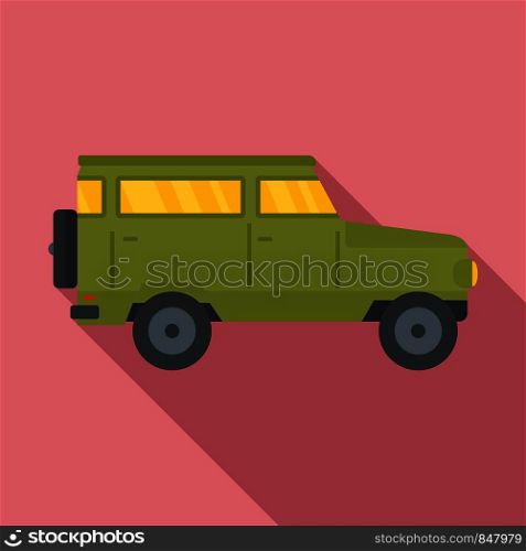 Hunting off road car icon. Flat illustration of hunting off road car vector icon for web design. Hunting off road car icon, flat style