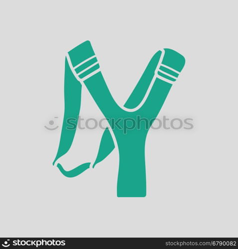 Hunting slingshot icon. Gray background with green. Vector illustration.