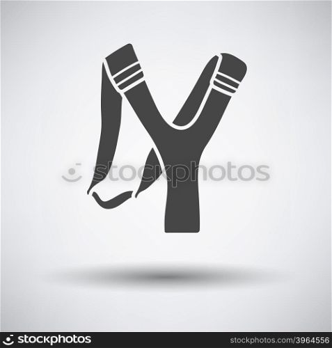 Hunting slingshot icon on gray background with round shadow. Vector illustration.
