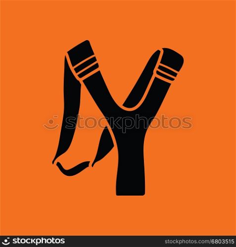 Hunting slingshot icon. Orange background with black. Vector illustration.