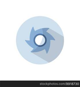 Hurricane. Category three. Flat color icon on a circle. Weather vector illustration