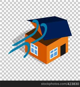 Hurricane destroyed house isometric icon 3d on a transparent background vector illustration. Hurricane destroyed house isometric icon